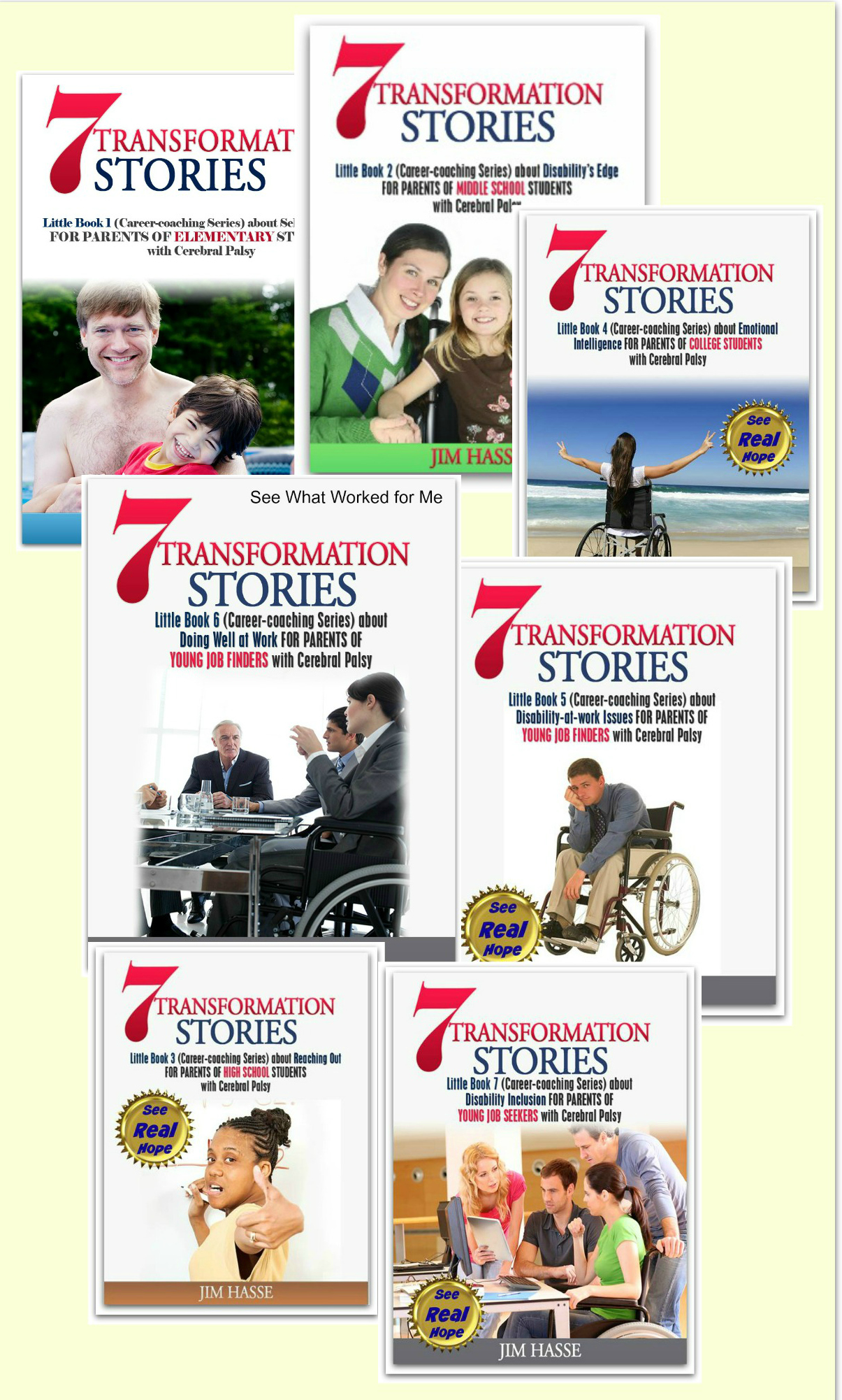 Covers of my seven "Transformation Stories" eBooks.