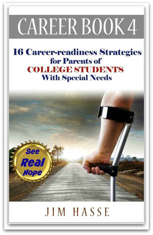 Cover of Career Book 4 showing path into sunset from a backside vantage point of young man walking with a crutch.