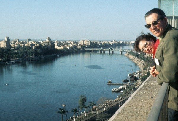 My dad and mom in Cairo overlooking Nile River in 1973.